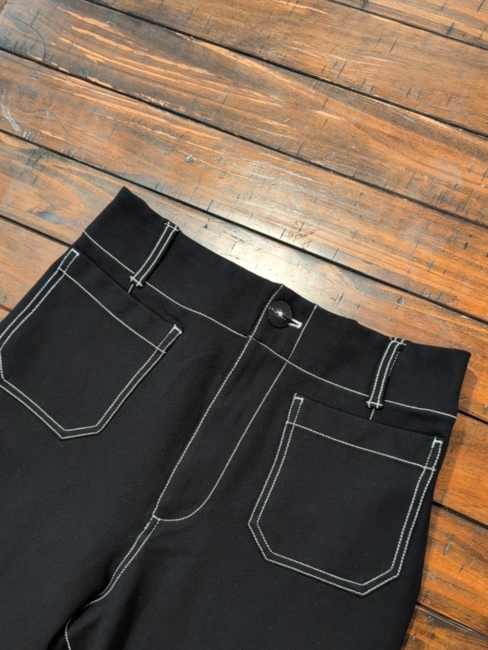 Maeve Colette Ponte Contrast Stitch Wide Leg Pant Ankle Length Tall 27.5" Inseam - Picture 4 of 9